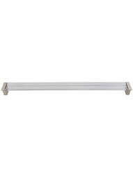 Positano Clear Cabinet Pull - 12 1/2 inch Center-to-Center in Satin Nickel/Clear.